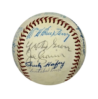 1971 Hall of Fame Induction Signed Baseball with 22 HOF Signatures including Satchel Paige.